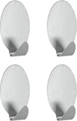 Metaltex  Keukenhaken Ovaal Rvs Zilver 4 Stuks (6,2 x 3,3 cm )