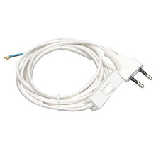 Câble de connexion fiche Euro avec interrupteur 2m H03VVH2-F 2x0,75 Blanc