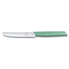 Couteau de table suisse moderne - Dentelé - Bord rond - 11 cm