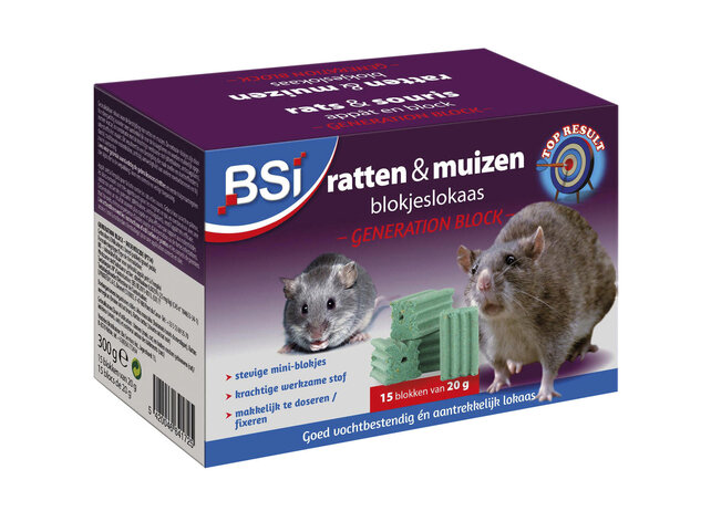 BSI Block Bait pour Rats et Souris - Generation Block - 15x20g
