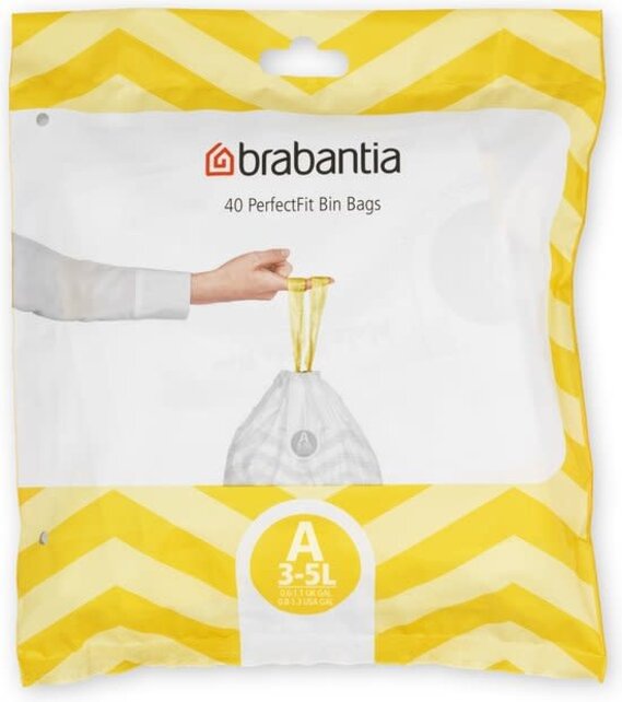 Brabantia PerfectFit Vuilniszakken Code A (3 liter) 40 zakken in Dispenserverpakking - Wit