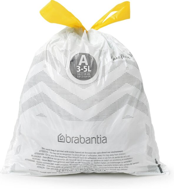 Brabantia PerfectFit Bin Bags Code A (3 Litres) 40 Bags in Dispenser Pack - White