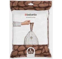 Brabantia PerfectFit Müllbeutel Code L (40–45 Liter), 40 Beutel im Spenderpack – Weiß
