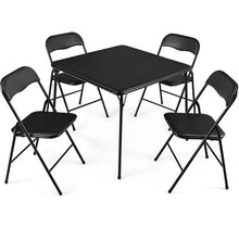 Camping Folding Table Set With 4 Chairs - Black