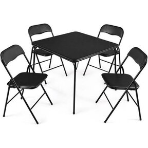 Camping-Klapptisch-Set mit 4 Stühlen – Schwarz