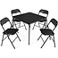 Camping Folding Table Set With 4 Chairs - Black