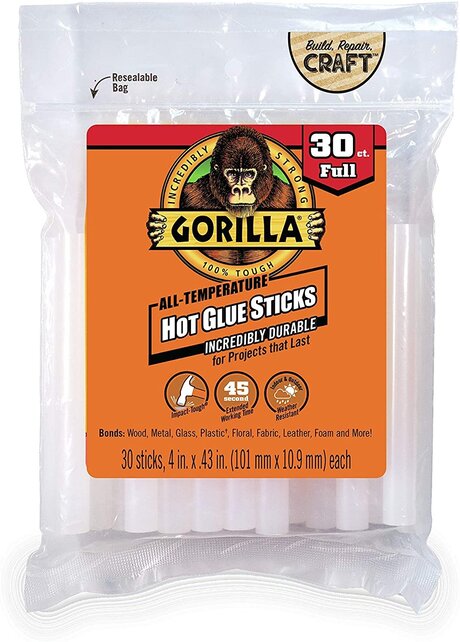 Gorilla 10cm Hot Glue Sticks - 30 pcs - Transparant