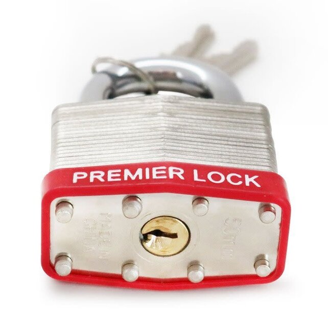 Steel Keyed Padlock With Vinyl Bumper & 2 Keys - 5cm