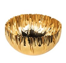 Crumpled Edge Gold Round Bowl 26cm