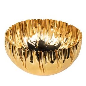 Crumpled Edge Gold Round Bowl 26cm