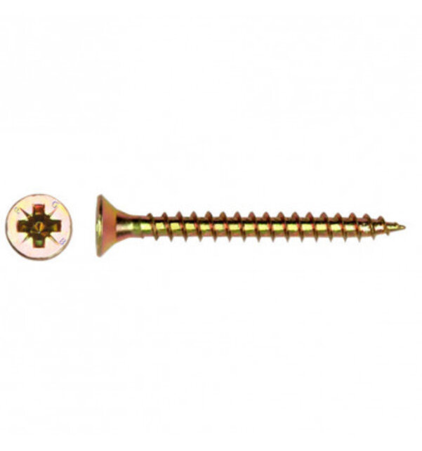 PGB Chipboard Screw Yellow Zinc Plated - 4.5x40
