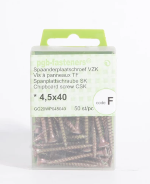 PGB Spaanderplaat Schroef Geel Verzinkt - 4.5x40