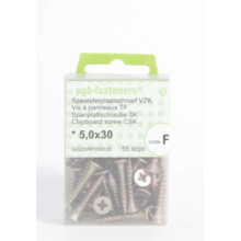 Vis pour aggloméré zinguée jaune - 5,0x30 - GF1