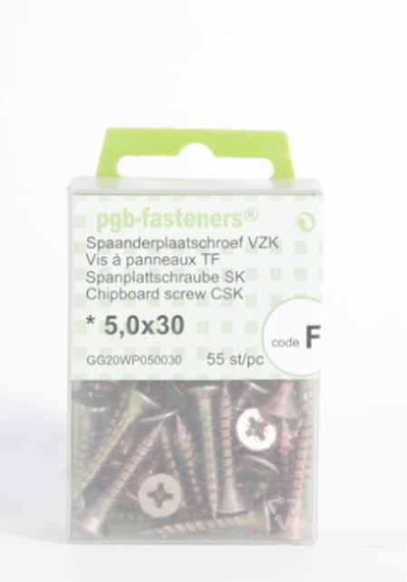 PGB Chipboard screw yellow zinc plated - 5.0x30 - GF1