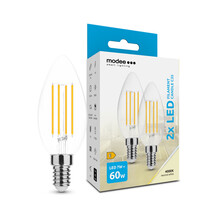 Modee Lighting Lot de 2 lampes bougies à filament LED - Raccord E14 - 7 W 4000 K