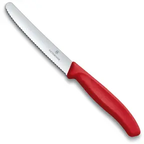 Couteau à Tomate, Coupe Vague 11cm Rouge
