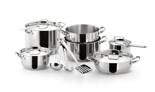 Batterie de cuisine Lagostina Sfiziosa Lagoseal Plus 18/10 13 pièces en inox - Tous Feux de Chaleur