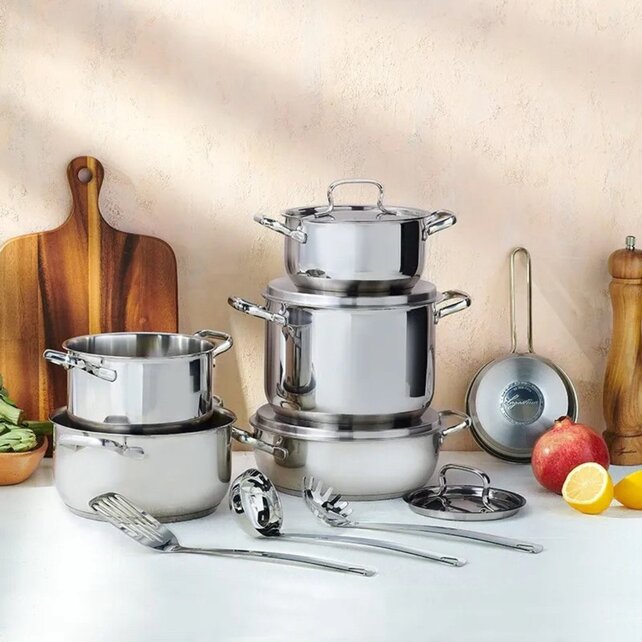 Batterie de cuisine Lagostina Sfiziosa Lagoseal Plus 18/10 13 pièces en inox - Tous Feux de Chaleur