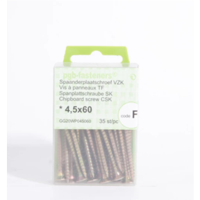 Spaanderplaat schroef geel verzinkt - 4.5x60 - GF1
