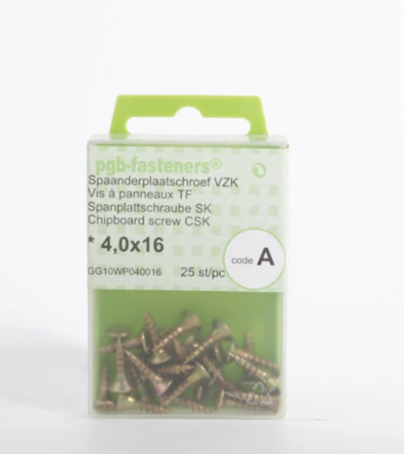 PGB Spaanderplaat schroef geel verzinkt - 4.0x16 - GA1