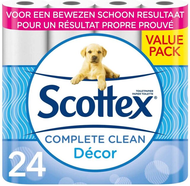 Papier toilette Scottex - Complete Clean - Papier toilette 2 couches - 24 rouleaux