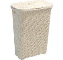 Panier à Linge Style Curver avec Couvercle - 40L - Vintage/Blanc Cassé