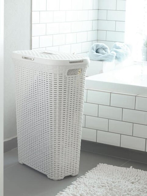 Curver Style Laundry Basket with Lid - 40L - Vintage/ Off-white