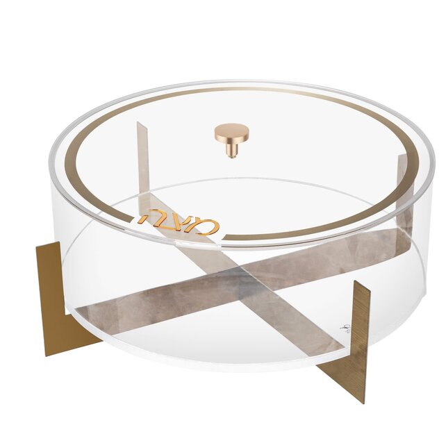 Waterdale Meta Lucite Matzah Box Gold PROMO
