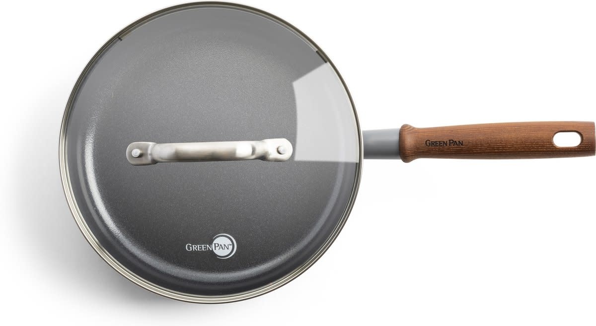 GreenPan Mayflower Pro Casseruola Antiaderente 16cm – Ceramica, Manico Legno, Adatta A Induzione, Senza PFAS