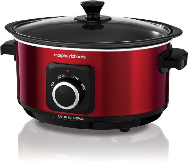Morphy Richards Slow Cooker 460014 NEU Evoke – Anbraten und Eintopfen 3,5L Rot – Anti-Anback 163W