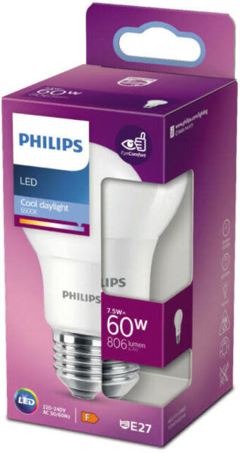 Ampoule Led Philips E27 7,5W 6500K 806lm