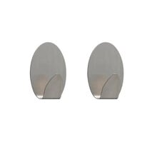 Tiger Klebehaken Baseline Oval M - 2 Stück - Gebürsteter Edelstahl