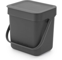 Brabantia Sort & Go Small Waste Bin - 3 litre - Dark Grey