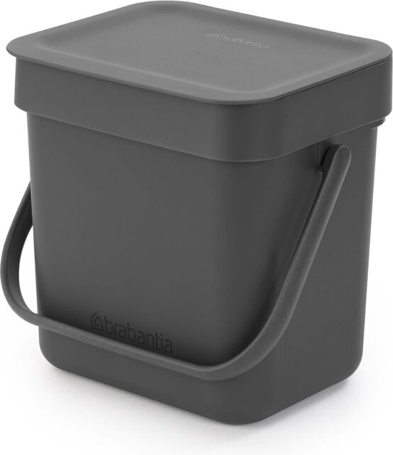 Brabantia Sort & Go Aanrecht Afvalemmer - 3 l - Donkergrijs