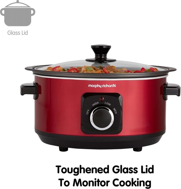 Morphy Richards Slow Cooker 460014 NEW Evoke - Sear and Stew 3.5L Red  - Non-stick 163W