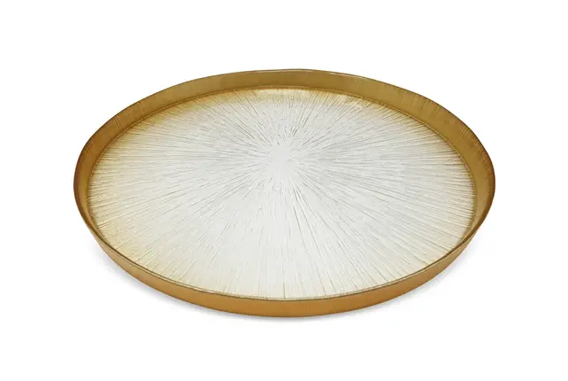 Crystal Glass Platter with Gold Border 37.5cm