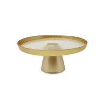 Glass Pedestal Cake Stand with Golden Rim