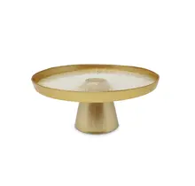 Glass Pedestal Cake Stand with Golden Rim Ø20cm