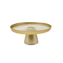 Assiette à gâteau sur pied en verre avec bord doré Ø20cm