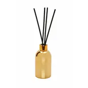 Diffuseur de bouteille en or Vivience avec capuchon doré et fleur blanche, parfum « Muguet »