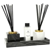 Vivience Black Marble Reed Diffuser, "Lily Of The Valley" Scent