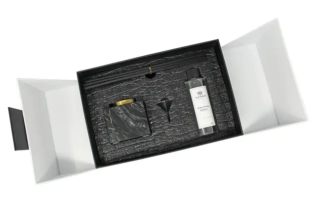 Vivience Black Marble Reed Diffuser, "Lily Of The Valley" Scent