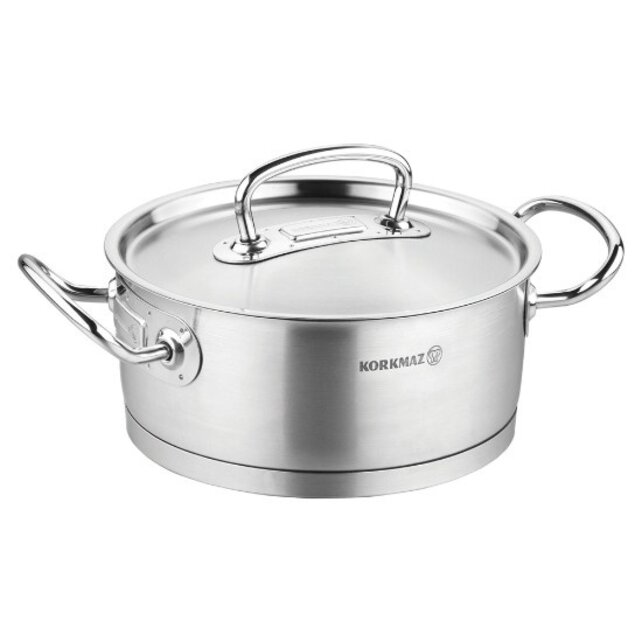 Roestvrijstalen Braadpan, met Deksel, 24cm/4.5L, "Proline" - Korkmaz