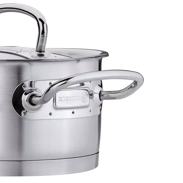 Korkmaz Proline Professional Series 2,8 Liter Roestvrijstalen Lage Braadpan met Deksel in Zilver