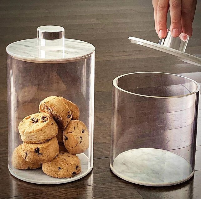 Lucite Luxe Ronde Marmeren Houder - 19 cm