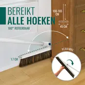 Telescopic Premium Japanese Swivel Broom - Horsehair - 45 cm - Ultra Light Broom 180° Degrees - Angle 45cm - Horse Hair - Brush Sweep Every Spot