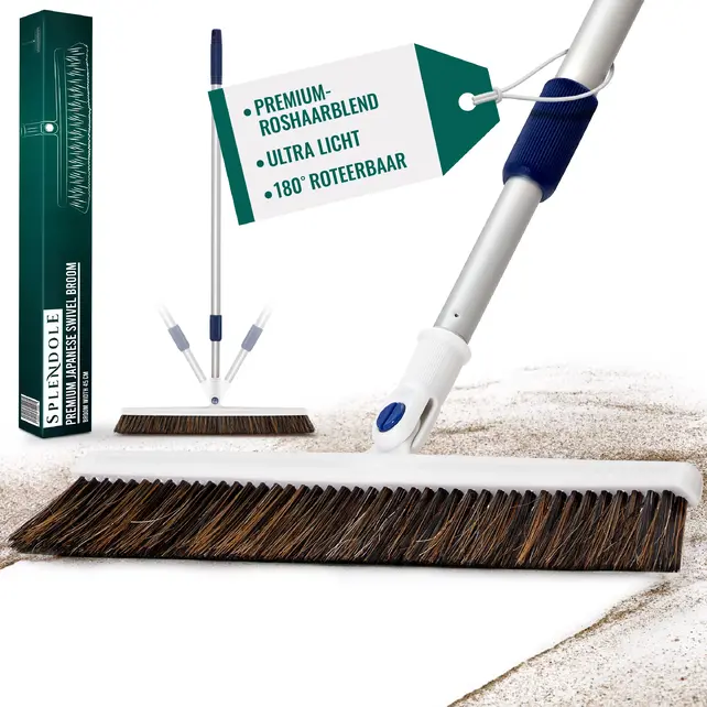 Teleskopischer japanischer Premium-Schwenkbesen – Rosshaar – 45 cm – ultraleicht