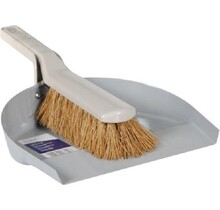 LINEA Metal Dustpan with Cocos Sweeper Grey