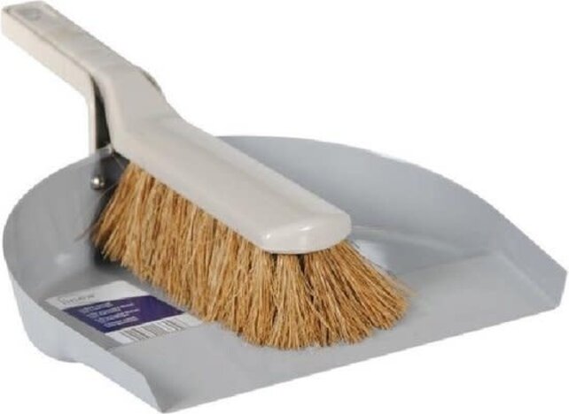 LINEA Metal Dustpan with Cocos Sweeper Grey
