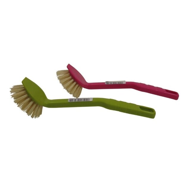 Brosse à Vaisselle Plastique Ronde - Rouge ou Vert Olive